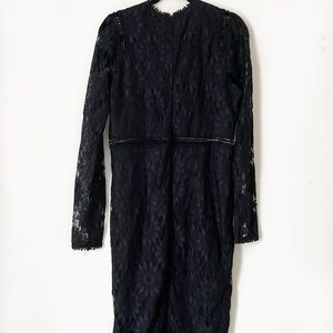 caris black long sleeve lace bodycon dress